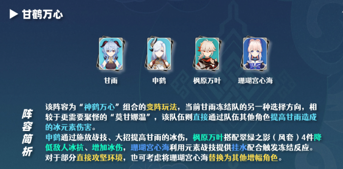 原神甘雨永冻流阵容怎么玩1