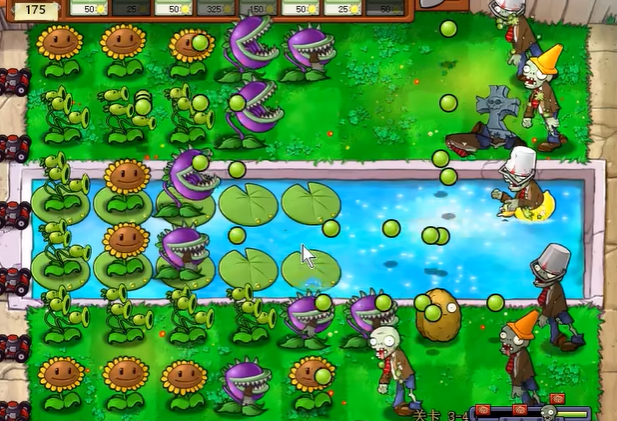 植物大战僵尸泳池关卡怎么打1