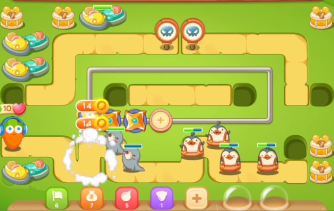 保卫萝卜3游乐场第七关怎么过1