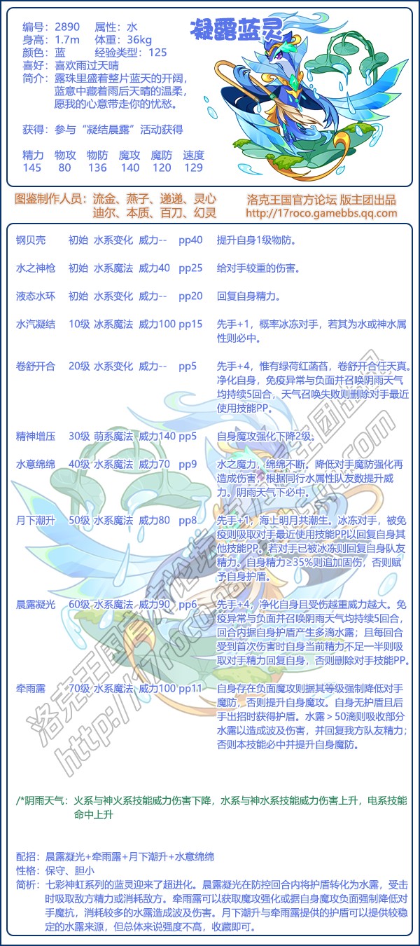 洛克王国凝露蓝灵技能搭配1