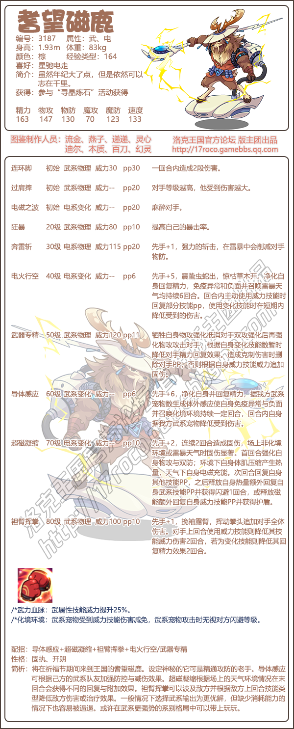 洛克王国耆望磁鹿技能表1