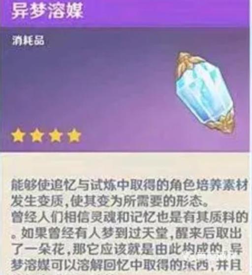 原神异梦溶媒有什么用?1