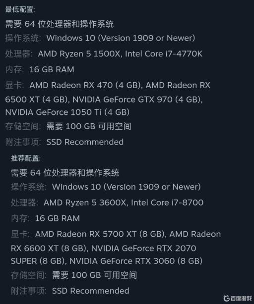 美国末日重制版pc配置要求是什么?1