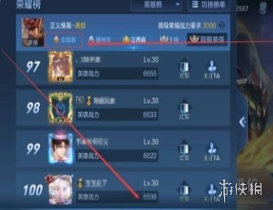 王者荣耀英雄战力有标名次介绍5